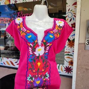 Mexican Embroidered Pink Top